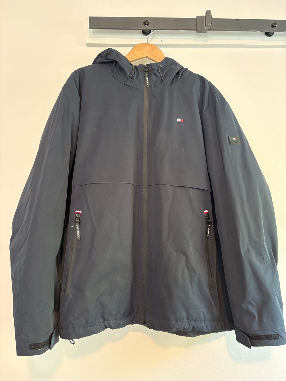 Tommy Hilfiger Men's Dark Blue Hooded Raincoat